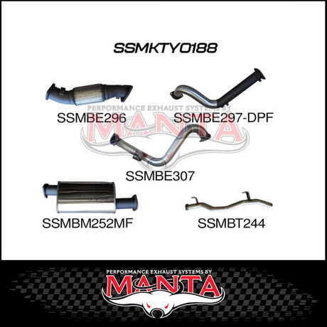 MANTA 3" STAINLESS STEEL TURBO BACK EXHAUST SYSTEM (DPF DELETE) FITS TOYOTA LANDCRUISER VDJ78R TROOP CARRIER 2016-2025 - NO C