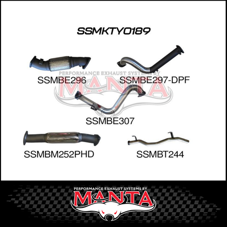 MANTA 3" STAINLESS STEEL TURBO BACK EXHAUST SYSTEM (DPF DELETE) FITS TOYOTA LANDCRUISER VDJ78R TROOP CARRIER 2016-2025 - NO C