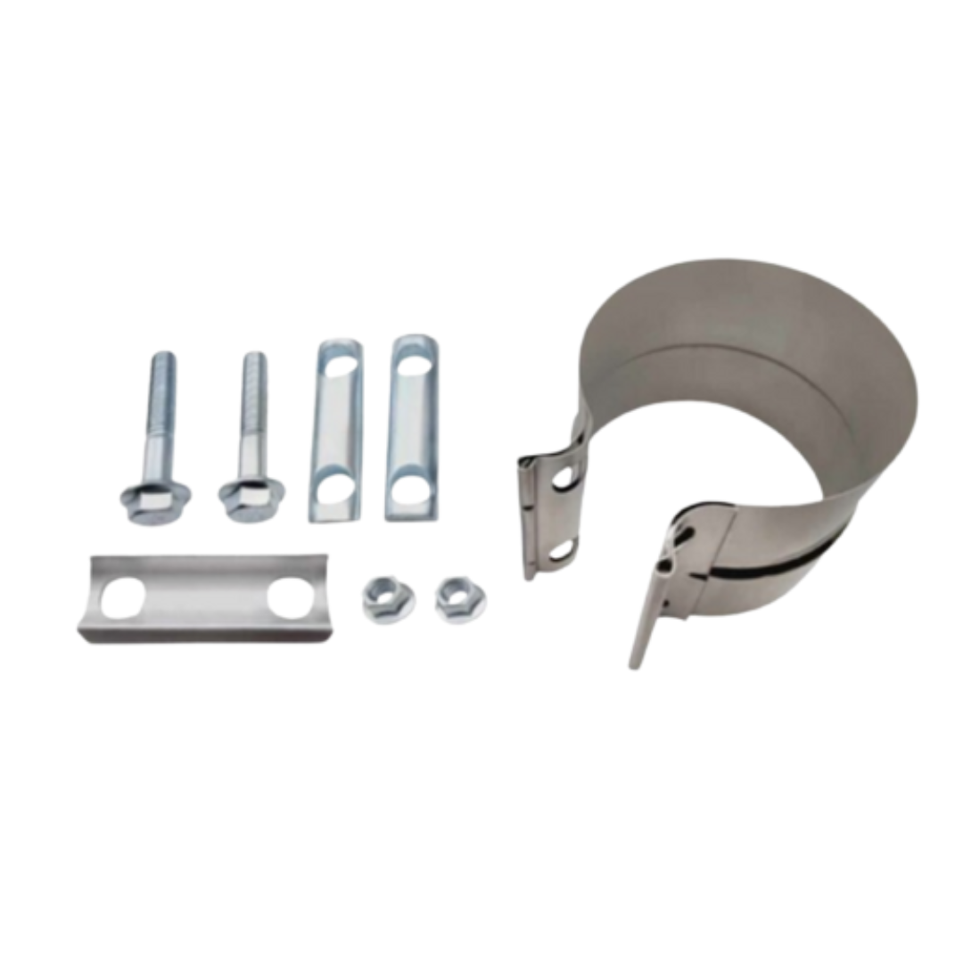 4.5" 114MM STAINLESS STEEL LAP BAND STYLE CLAMP (FLEX TO TUBE)
