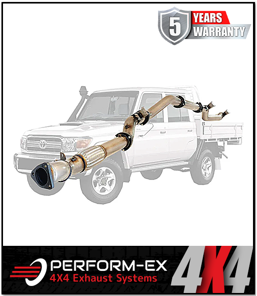 PERFORM-EX 4" STAINLESS STEEL TURBO BACK EXHAUST SYSTEM FITS TOYOTA LANDCRUISER VDJ79R 4.5L V8 2016-2025 - NO CAT/PIPE ONLY (