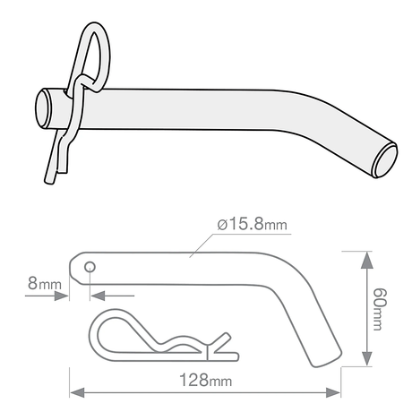 HITCH PIN TO SUIT CLASS 4 TOWBAR - INCLUDES R-CLIP (UNT080BLIS)
