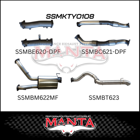 MANTA 3" TWIN INTO SINGLE 4" TURBO BACK EXHAUST SYSTEM FITS TOYOTA LANDCRUISER VDJ200R 4.5L V8 2015-2021